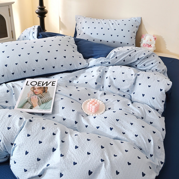 91家纺网 家纺一手货源 找家纺 北部居 2026新款柔软泡芙纱高克重印花四件套 花漾年华