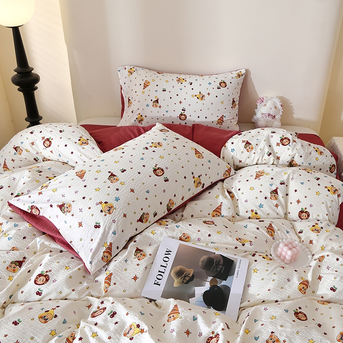 91家纺网 家纺一手货源 找家纺 北部居 2026新款柔软泡芙纱高克重印花四件套 童梦乐园