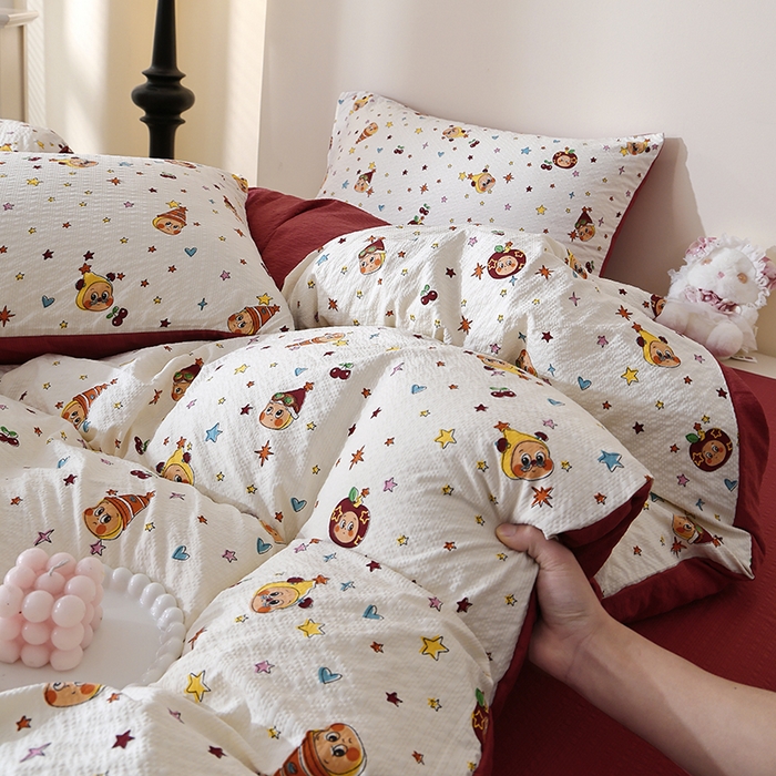 91家纺网 家纺一手货源 找家纺 北部居 2026新款柔软泡芙纱高克重印花四件套 童梦乐园