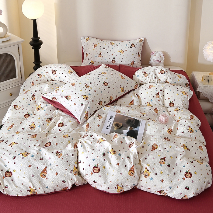 91家纺网 家纺一手货源 找家纺 北部居 2026新款柔软泡芙纱高克重印花四件套 童梦乐园