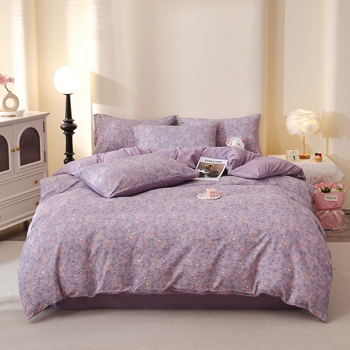 91家纺网 家纺一手货源 找家纺 北部居 2026新款柔软泡芙纱高克重印花四件套 浮光流韵