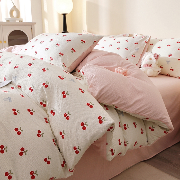 北部居 2026新款柔软泡芙纱高克重印花四件套 甜甜心事