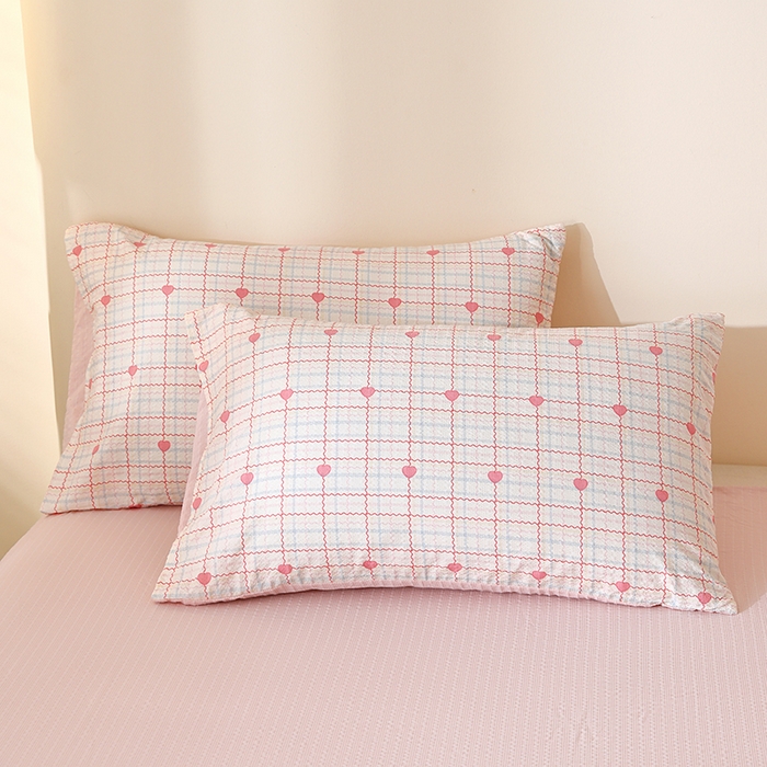 91家纺网 家纺一手货源 找家纺 北部居 2026新款柔软泡芙纱高克重印花四件套 苏糖粉