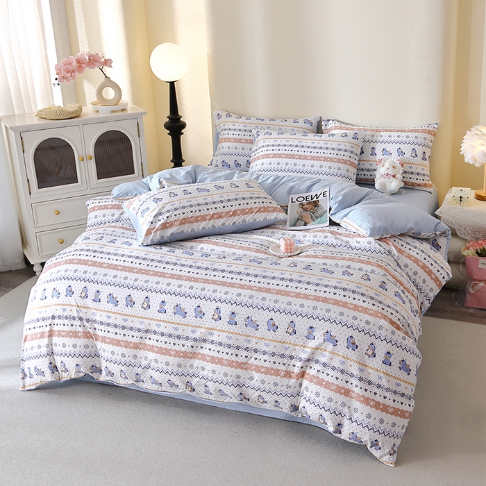 91家纺网 家纺一手货源 找家纺 北部居 2026新款柔软泡芙纱高克重印花四件套 萌趣乐园