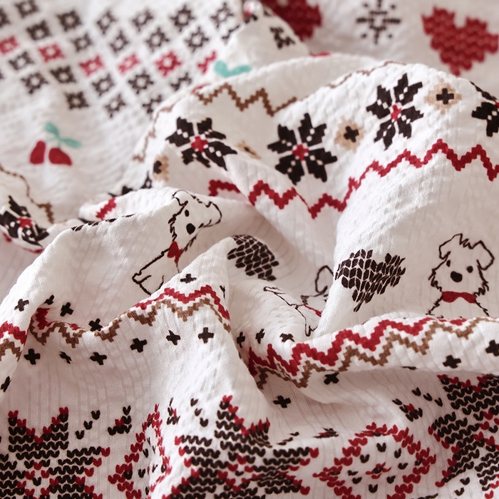 91家纺网 家纺一手货源 找家纺 北部居 2026新款柔软泡芙纱高克重印花四件套 玫瑰小狗