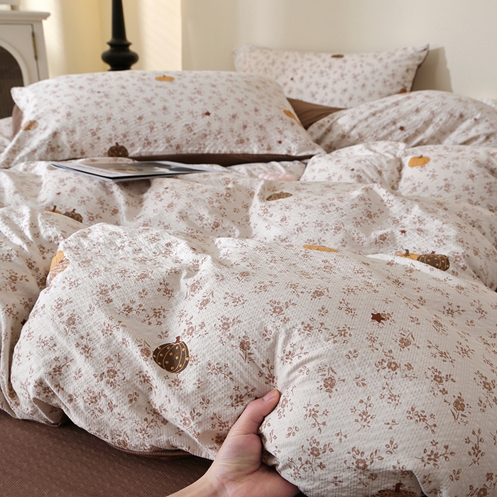 91家纺网 家纺一手货源 找家纺 北部居 2026新款柔软泡芙纱高克重印花四件套 硕果累累