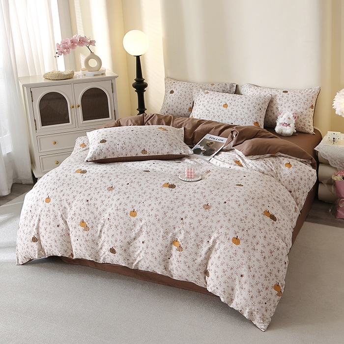 91家纺网 家纺一手货源 找家纺 北部居 2026新款柔软泡芙纱高克重印花四件套 硕果累累