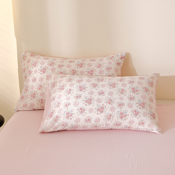 91家纺网 家纺一手货源 找家纺 北部居 2026新款柔软泡芙纱高克重印花四件套 柔色花笺