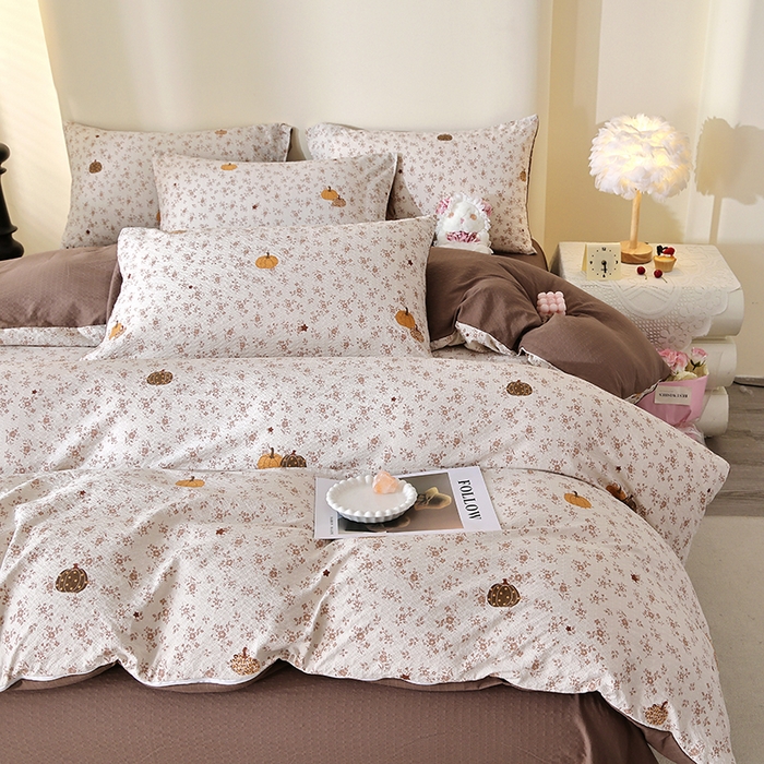 91家纺网 家纺一手货源 找家纺 北部居 2026新款柔软泡芙纱高克重印花四件套 硕果累累