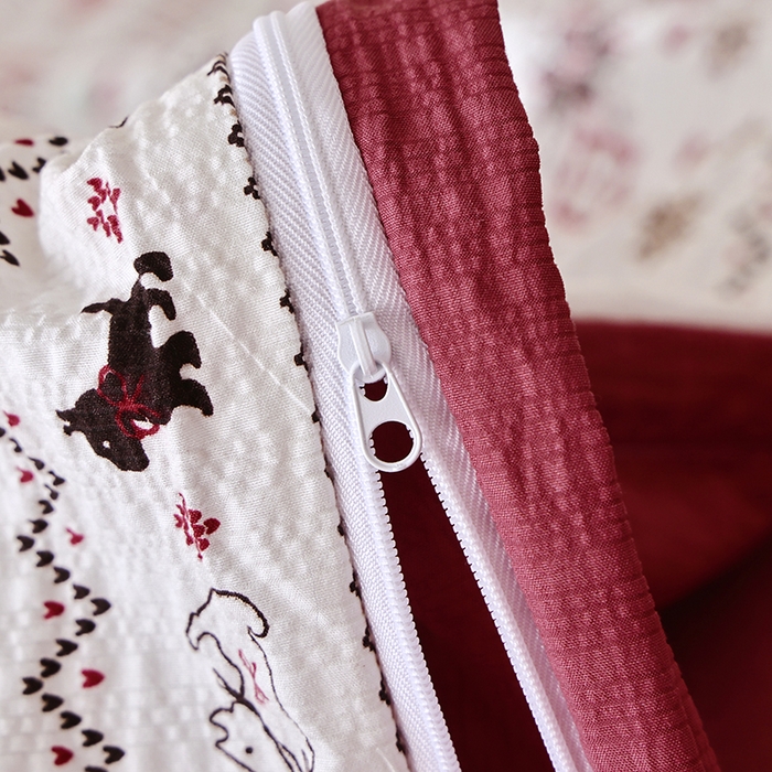 91家纺网 家纺一手货源 找家纺 北部居 2026新款柔软泡芙纱高克重印花四件套 玫瑰小狗