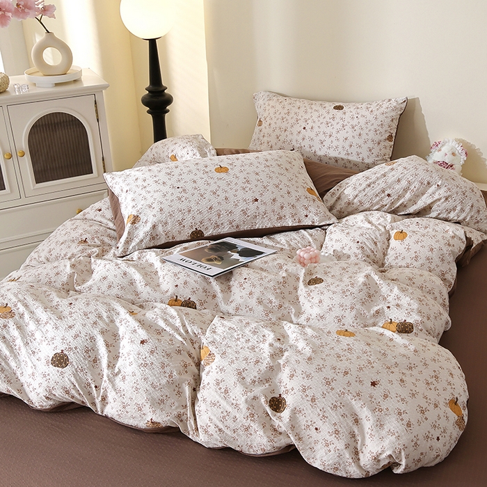 91家纺网 家纺一手货源 找家纺 北部居 2026新款柔软泡芙纱高克重印花四件套 硕果累累