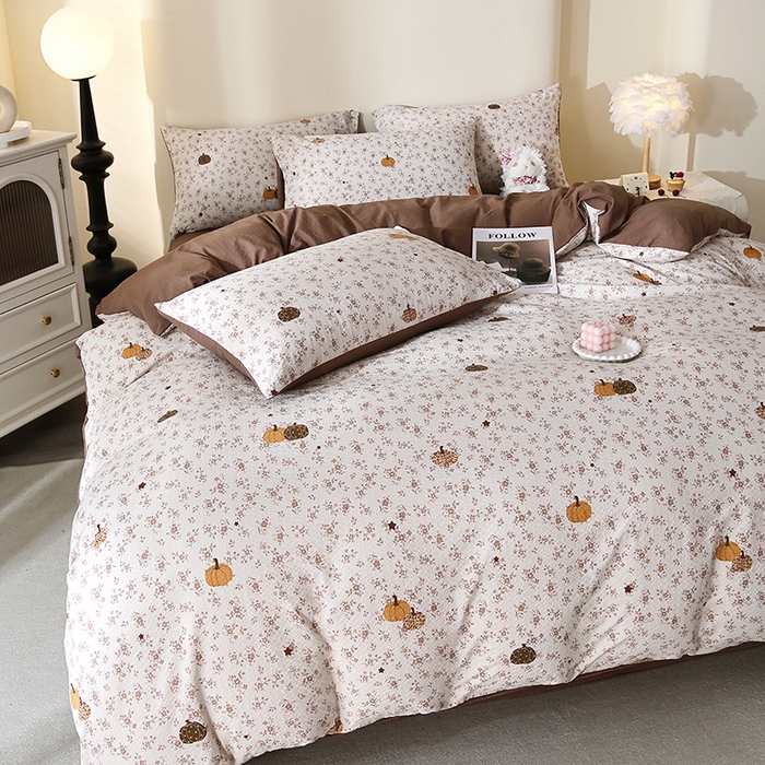 91家纺网 家纺一手货源 找家纺 北部居 2026新款柔软泡芙纱高克重印花四件套 硕果累累