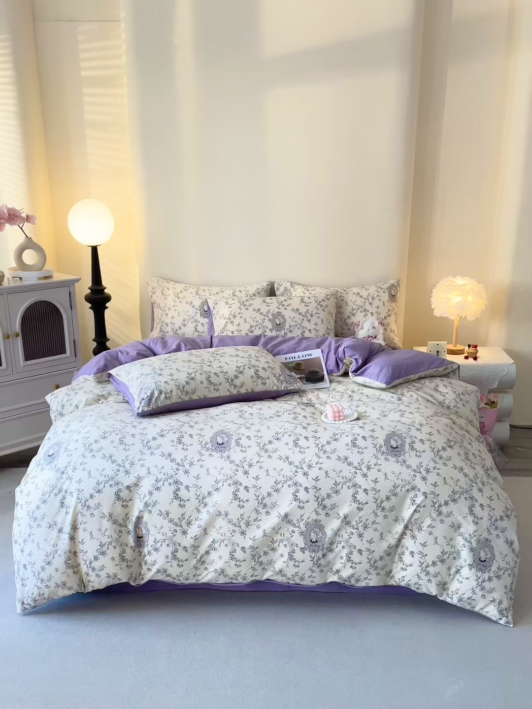 91家纺网 家纺一手货源 找家纺 北部居 2026新款柔软泡芙纱高克重印花四件套 梦回浅溪