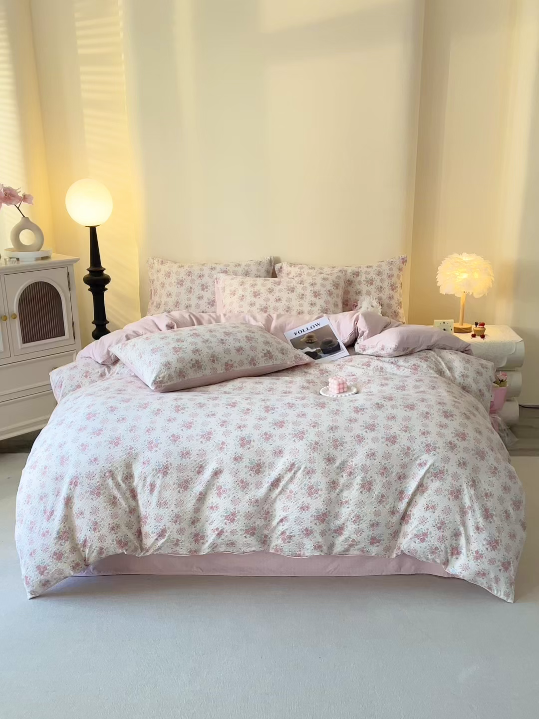 91家纺网 家纺一手货源 找家纺 北部居 2026新款柔软泡芙纱高克重印花四件套 柔色花笺