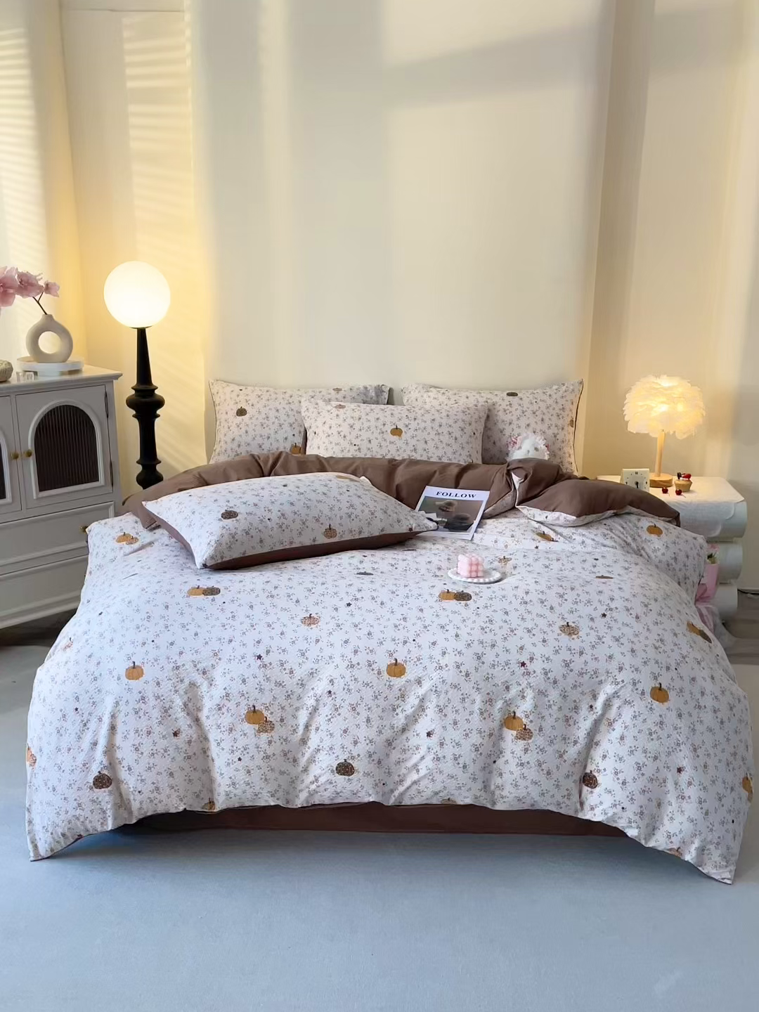 91家纺网 家纺一手货源 找家纺 北部居 2026新款柔软泡芙纱高克重印花四件套 硕果累累