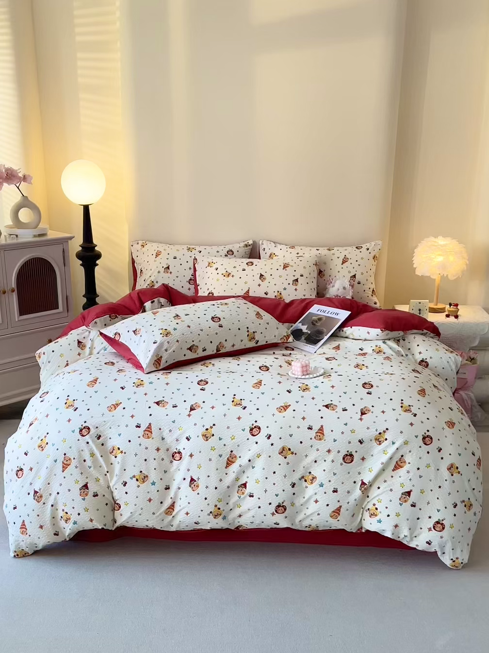 91家纺网 家纺一手货源 找家纺 北部居 2026新款柔软泡芙纱高克重印花四件套 童梦乐园