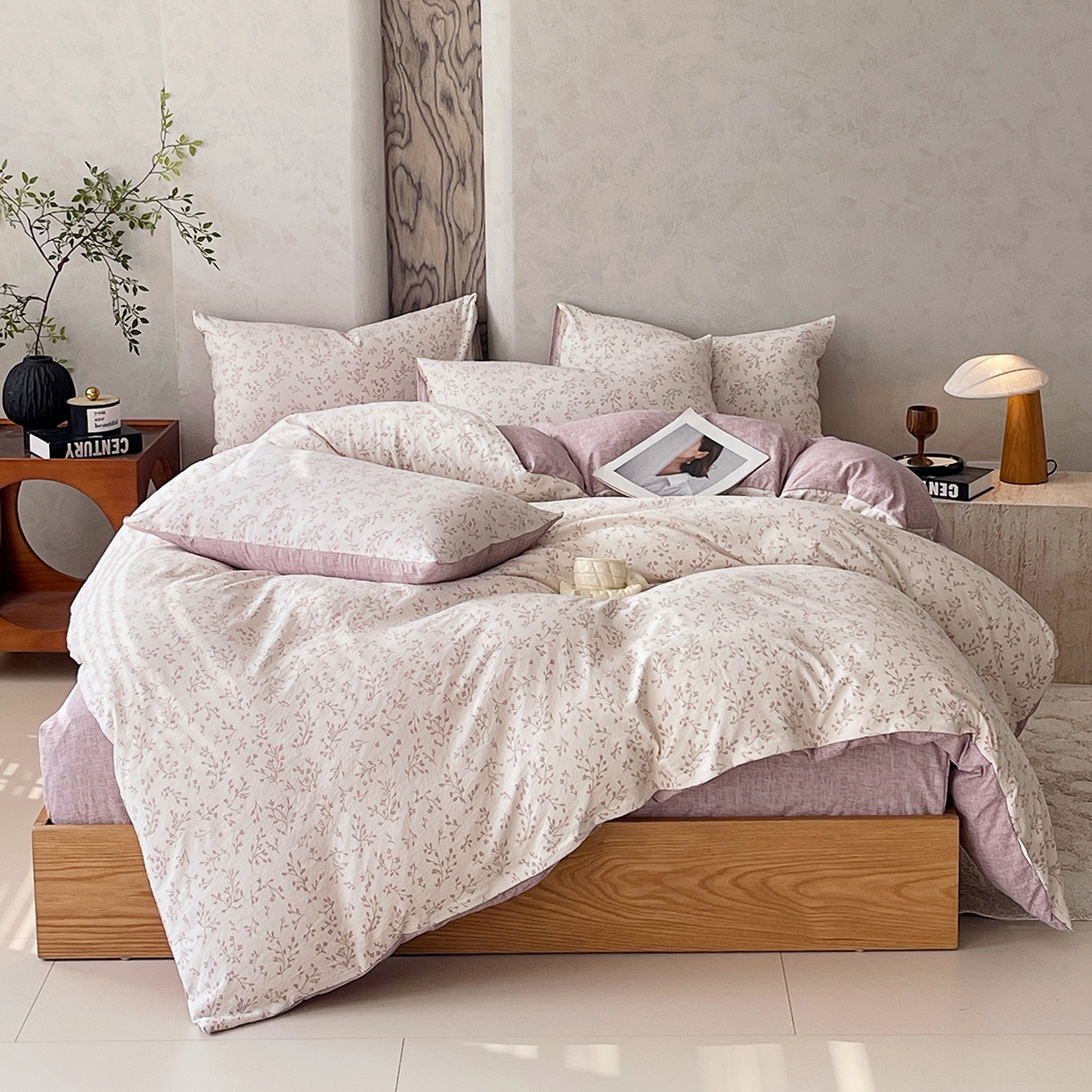 91家纺网 家纺一手货源 找家纺 （总）灿哈家纺 2025新款高克重复古风亚麻原麻水洗棉四件套-风格二