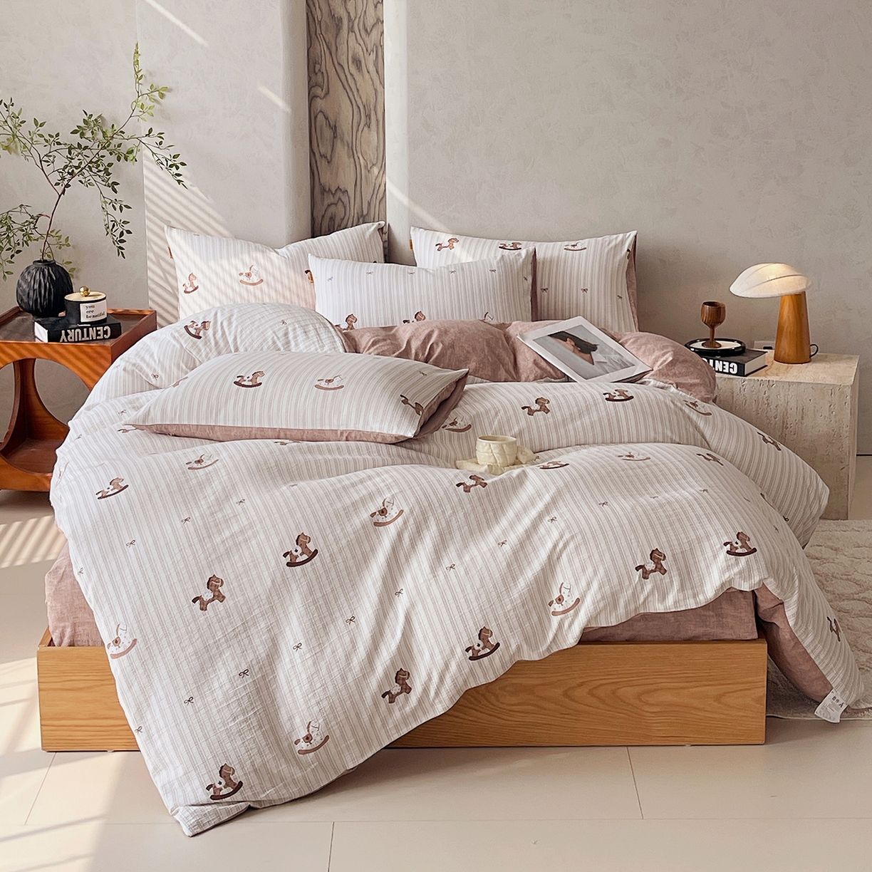 91家纺网 家纺一手货源 找家纺 （总）灿哈家纺 2025新款高克重复古风亚麻原麻水洗棉四件套-风格二