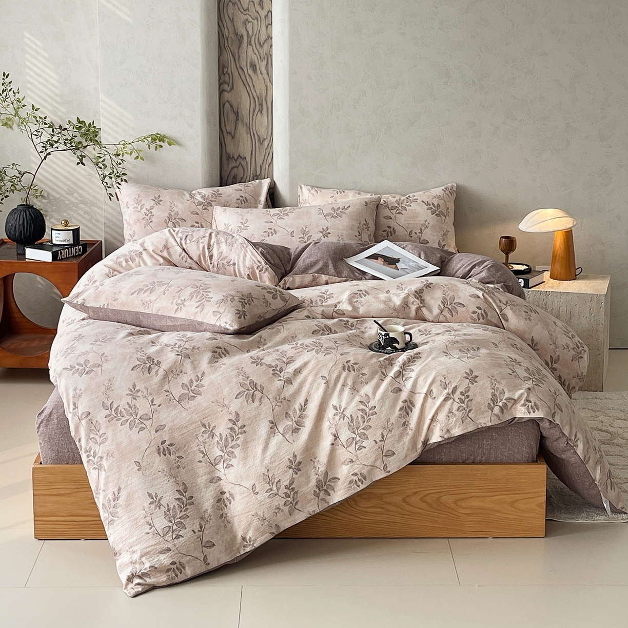 91家纺网 家纺一手货源 找家纺 （总）灿哈家纺 2025新款高克重复古风亚麻原麻水洗棉四件套-风格二