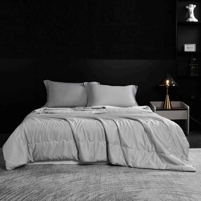 枕星记忆枕 2026新款水洗真丝夏被 水洗真丝浅灰