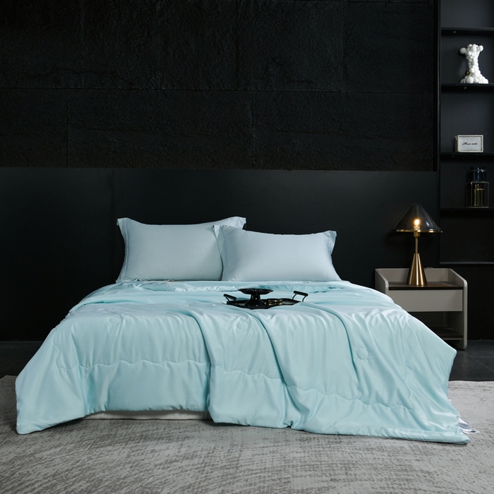 枕星记忆枕 2026新款水洗真丝夏被 水洗真丝湖蓝