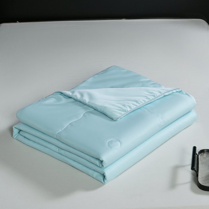 91家纺网 家纺一手货源 找家纺 枕星记忆枕 2026新款水洗真丝夏被 水洗真丝湖蓝