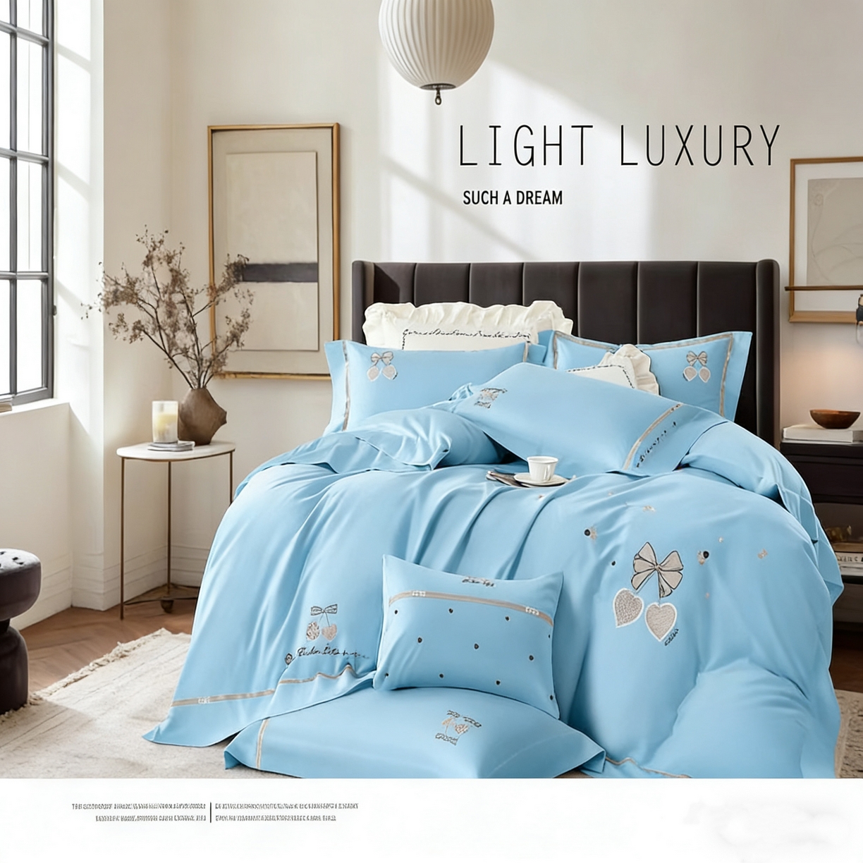 91家纺网 家纺一手货源 找家纺 U品汇 2026全棉纯棉刺绣花四件套40支长绒棉100%棉礼盒包装 樱桃之恋-幸运兰