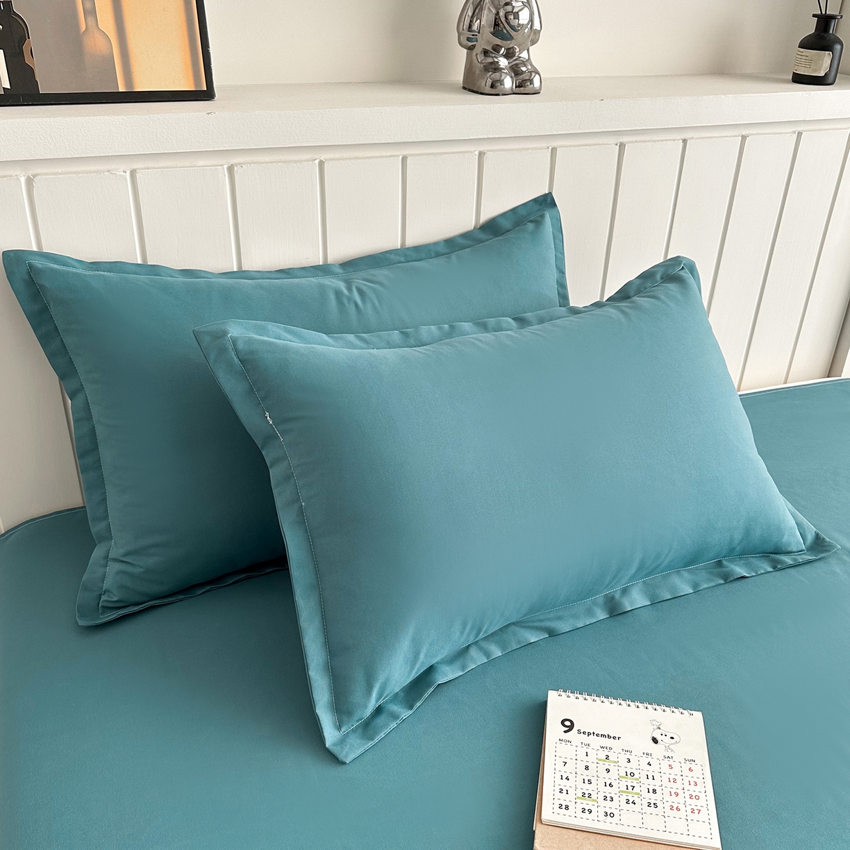 91家纺网 家纺一手货源 找家纺 佑泽家纺 2026新款亲肤水洗棉四件套 孔雀绿