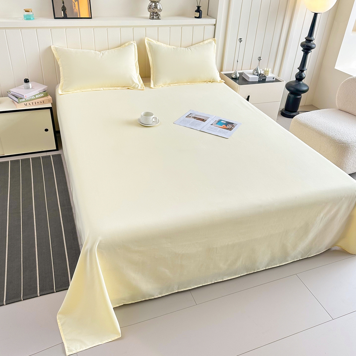 91家纺网 家纺一手货源 找家纺 佑泽家纺 2026新款亲肤水洗棉四件套 奶油黄