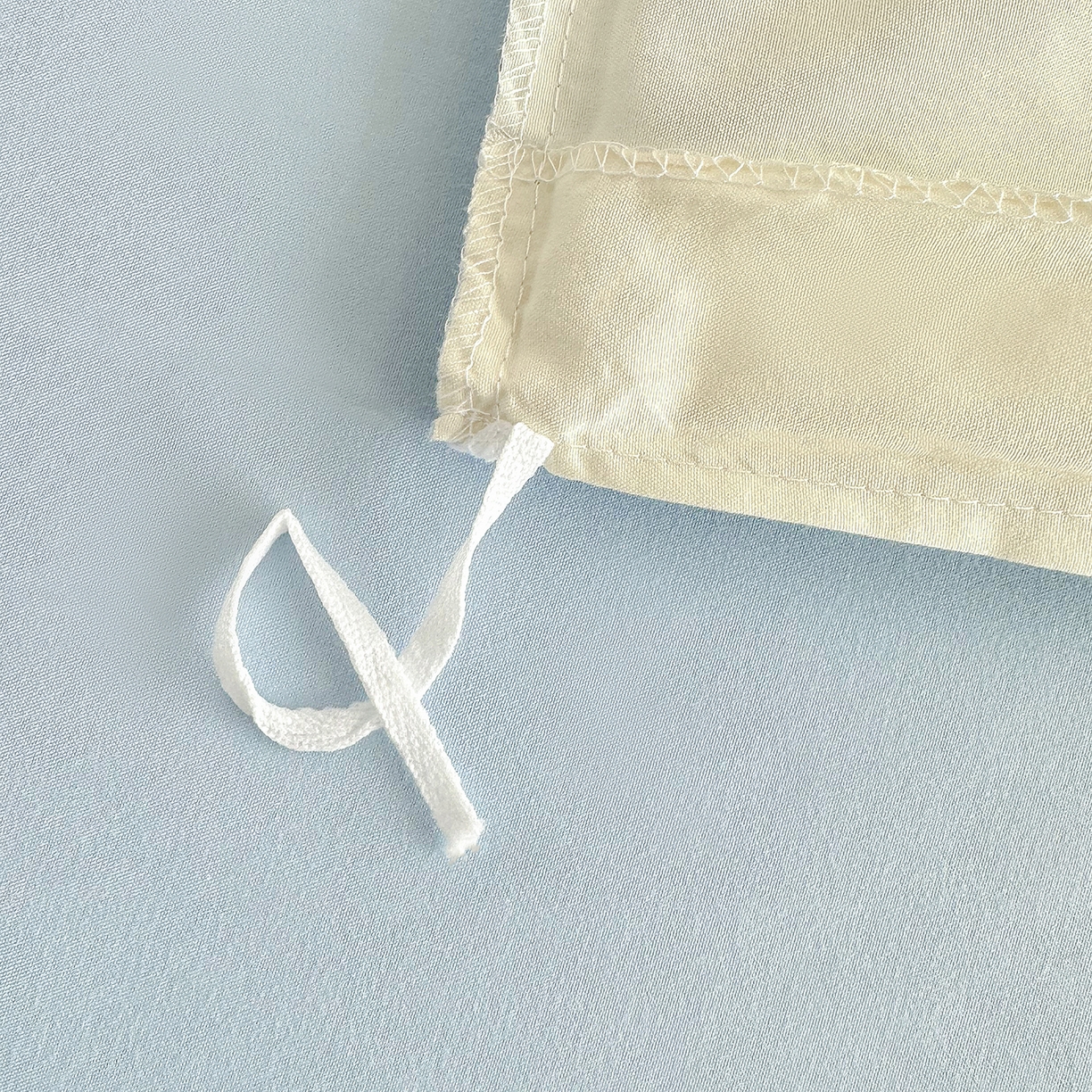 91家纺网 家纺一手货源 找家纺 佑泽家纺 2026新款亲肤水洗棉四件套 奶油黄+天空蓝