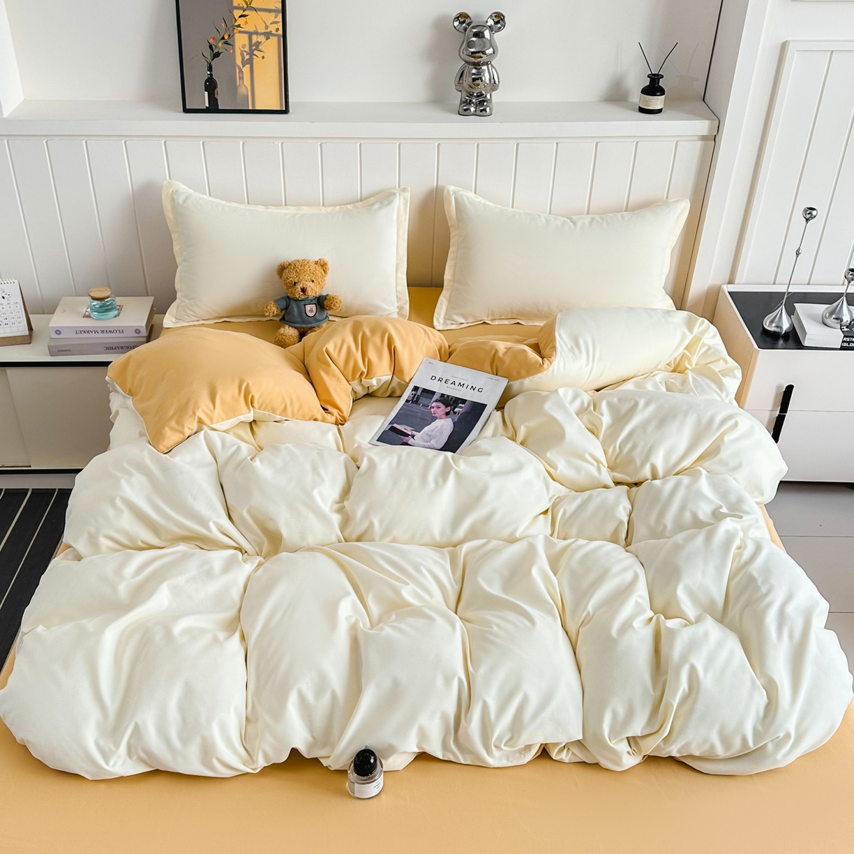 佑泽家纺 2026新款亲肤水洗棉四件套 炭烤起司