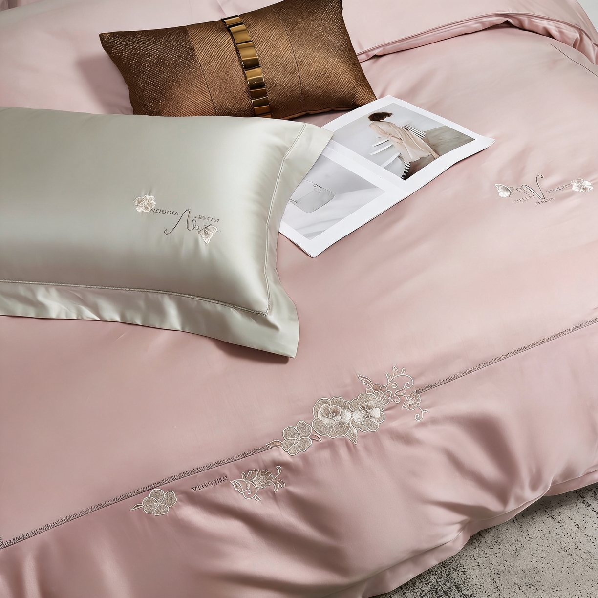 91家纺网 家纺一手货源 找家纺 U品汇 2026全棉纯棉刺绣花四件套40支长绒棉100%棉礼盒包装 华庭韵-梦境莎