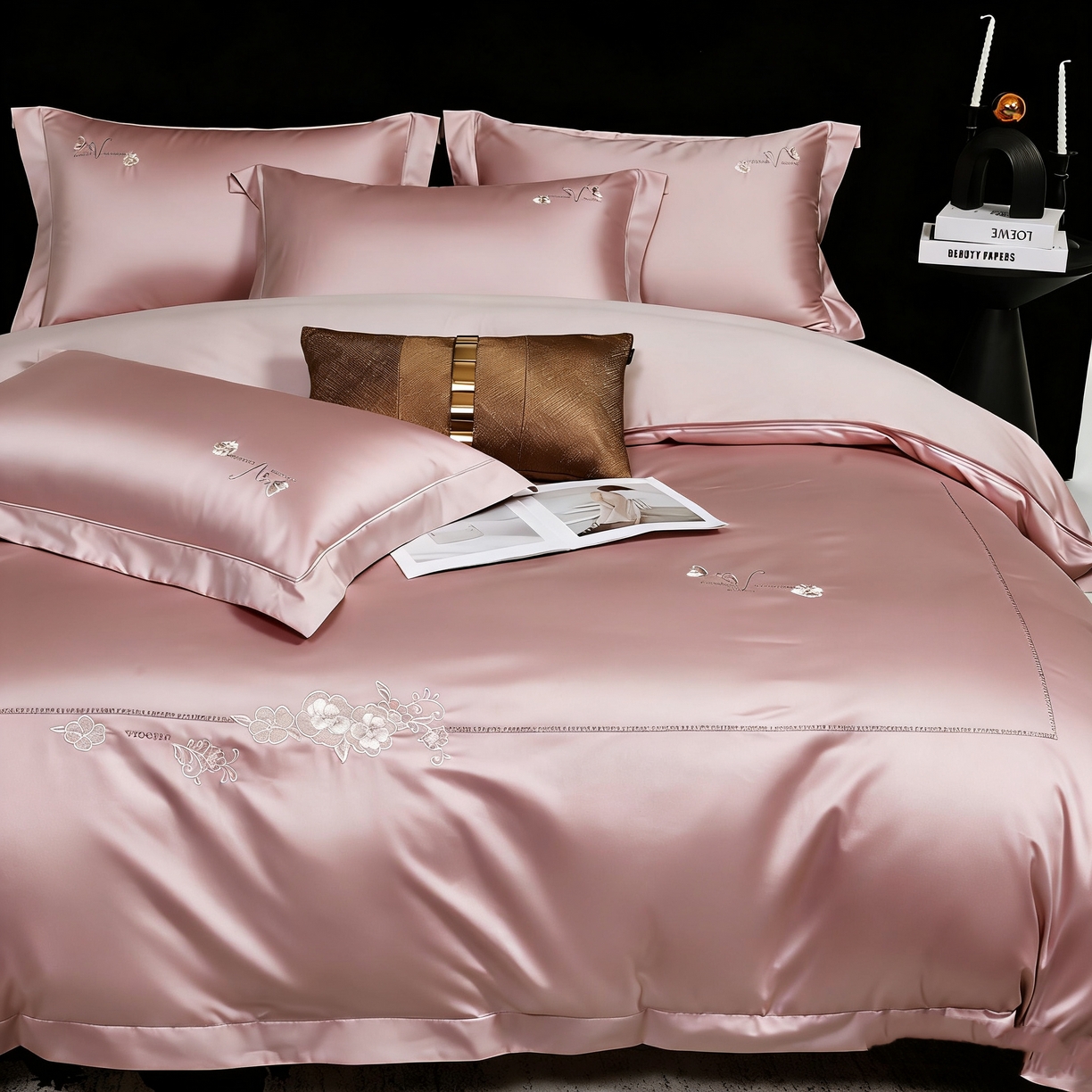 91家纺网 家纺一手货源 找家纺 U品汇 2026全棉纯棉刺绣花四件套40支长绒棉100%棉礼盒包装 华庭韵-梦境莎