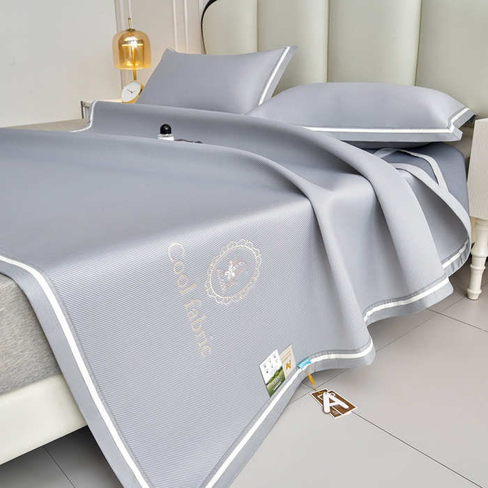 91家纺网 家纺一手货源 找家纺 小牛席业 2026新款ALL cool 全凉感绣花凉感冰丝席凉席席子 ALL cool-灰色