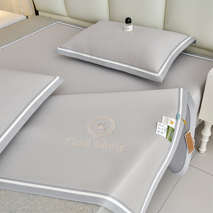 91家纺网 家纺一手货源 找家纺 小牛席业 2026新款ALL cool 全凉感绣花凉感冰丝席凉席席子 ALL cool-香槟