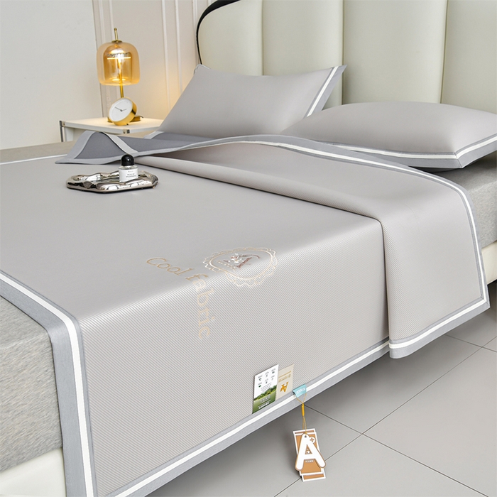 91家纺网 家纺一手货源 找家纺 小牛席业 2026新款ALL cool 全凉感绣花凉感冰丝席凉席席子 ALL cool-香槟