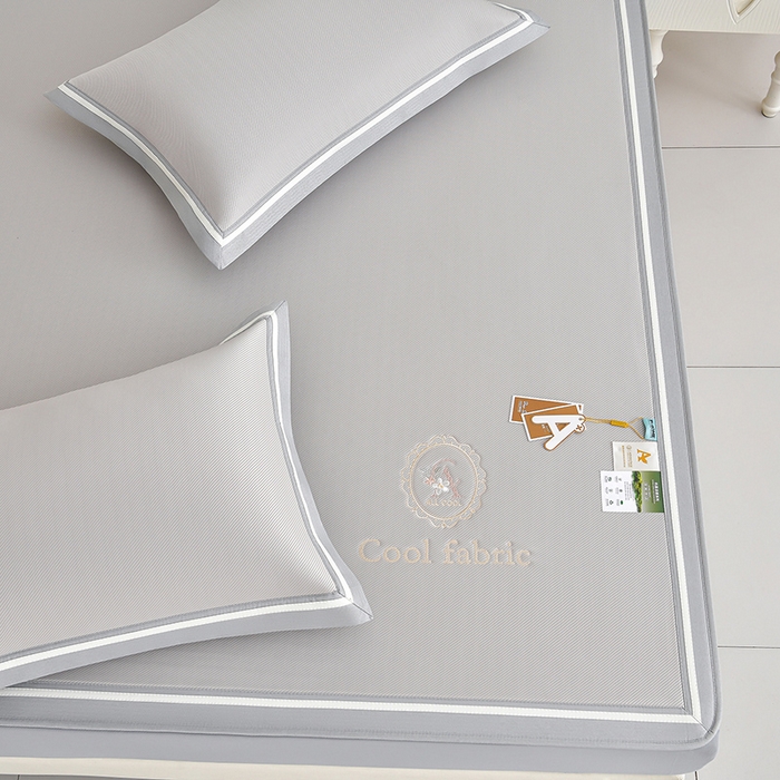 91家纺网 家纺一手货源 找家纺 小牛席业 2026新款ALL cool 全凉感绣花凉感冰丝席凉席席子床笠款 ALL cool-香槟