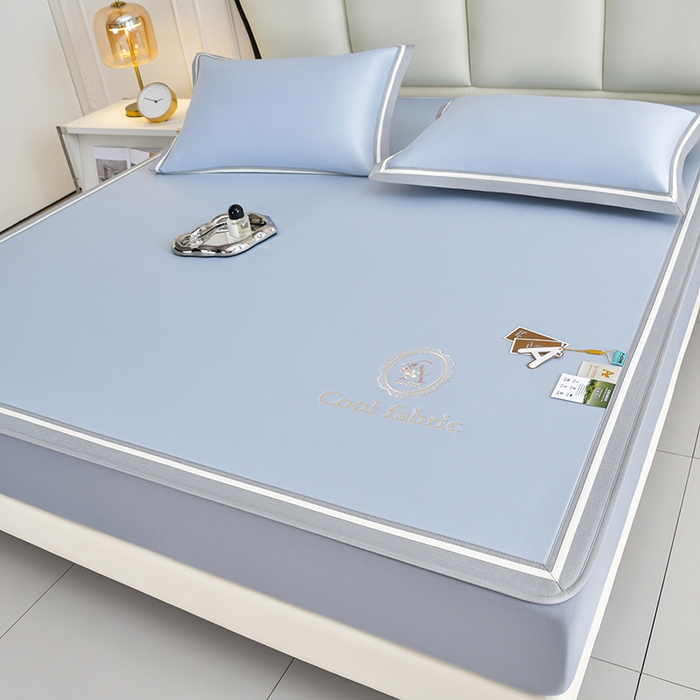 小牛席业 2026新款ALL cool 全凉感绣花凉感冰丝席凉席席子床笠款 ALL cool-蓝色