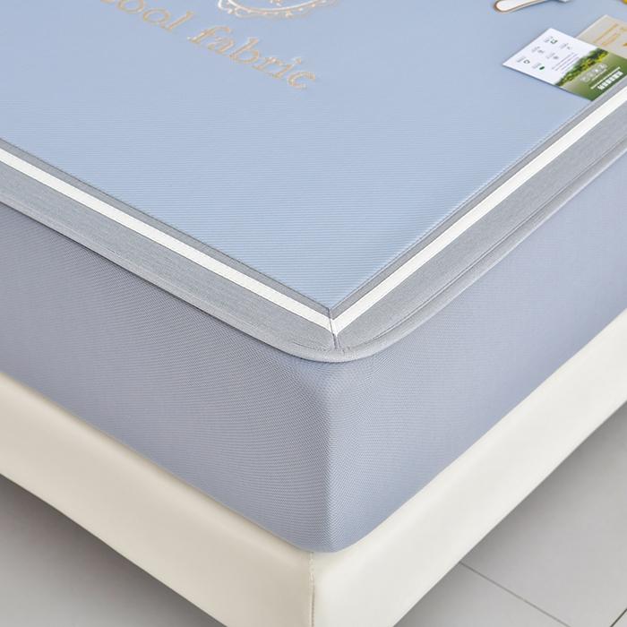 91家纺网 家纺一手货源 找家纺 小牛席业 2026新款ALL cool 全凉感绣花凉感冰丝席凉席席子床笠款 ALL cool-蓝色