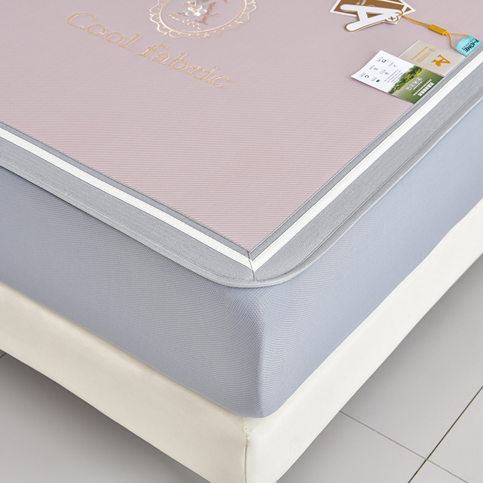 91家纺网 家纺一手货源 找家纺 小牛席业 2026新款ALL cool 全凉感绣花凉感冰丝席凉席席子床笠款 ALL cool-粉色