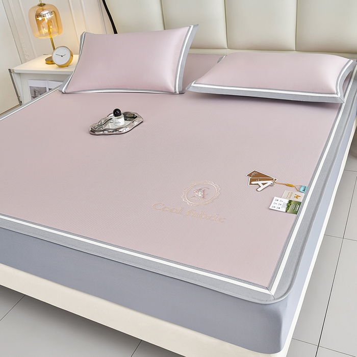 小牛席业 2026新款ALL cool 全凉感绣花凉感冰丝席凉席席子床笠款 ALL cool-粉色