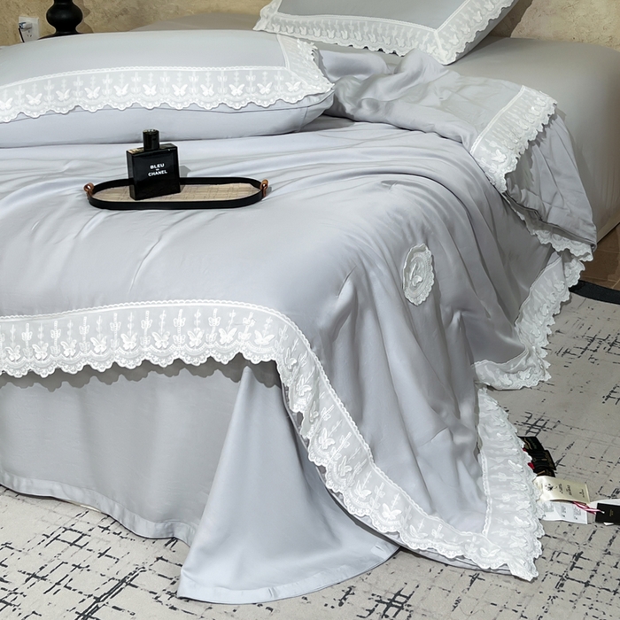 91家纺网 家纺一手货源 找家纺 桂雅居家纺 2026新款百支天丝（酵素水洗工艺）-维纳斯法式女神被（单夏被充值会员-15，夏被四件套充值会员-20，送精美包装） 斯卡其灰