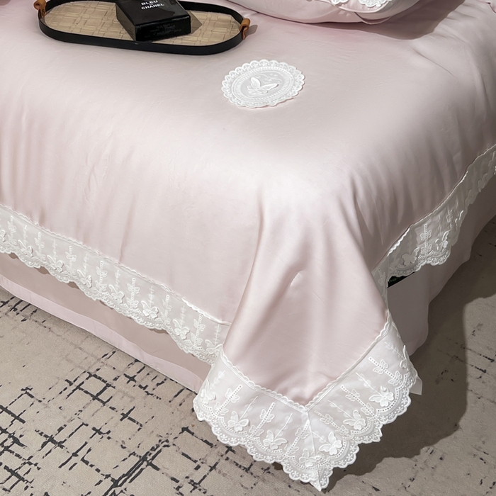 91家纺网 家纺一手货源 找家纺 桂雅居家纺 2026新款百支天丝（酵素水洗工艺）-维纳斯法式女神被（单夏被充值会员-15，夏被四件套充值会员-20，送精美包装） 温柔粉