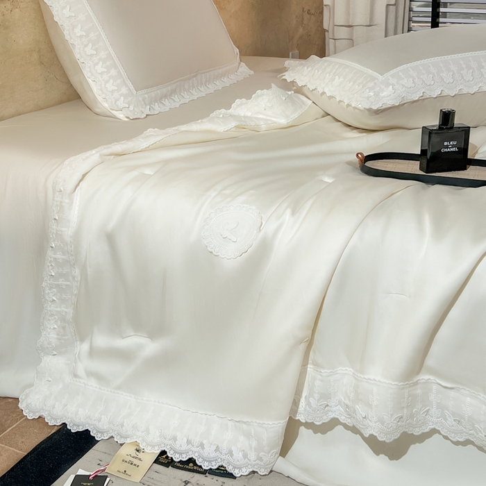 91家纺网 家纺一手货源 找家纺 桂雅居家纺 2026新款百支天丝（酵素水洗工艺）-维纳斯法式女神被（单夏被充值会员-15，夏被四件套充值会员-20，送精美包装） 悦白