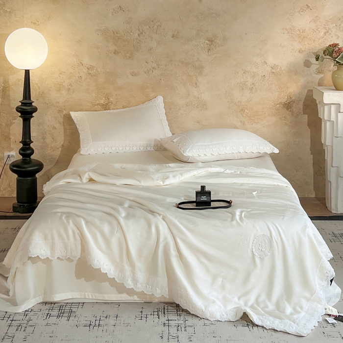 91家纺网 家纺一手货源 找家纺 桂雅居家纺 2026新款百支天丝（酵素水洗工艺）-维纳斯法式女神被（单夏被充值会员-15，夏被四件套充值会员-20，送精美包装） 悦白