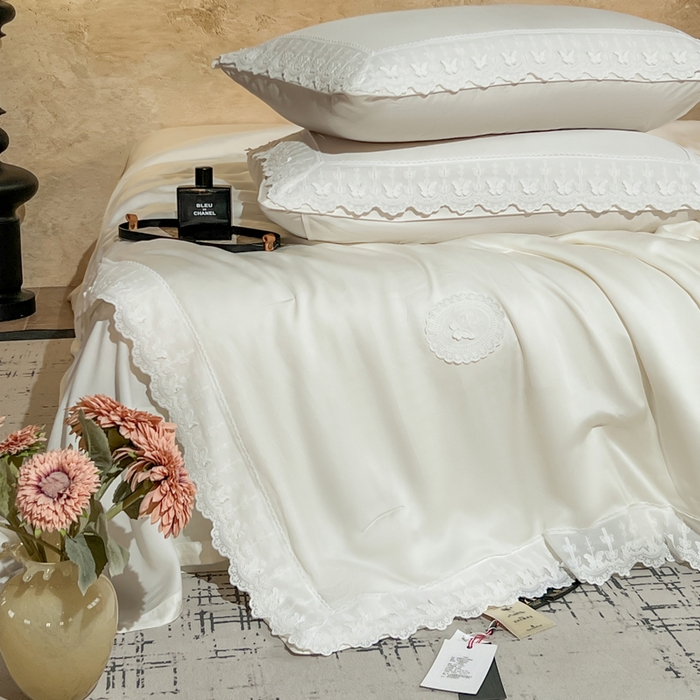 91家纺网 家纺一手货源 找家纺 桂雅居家纺 2026新款百支天丝（酵素水洗工艺）-维纳斯法式女神被（单夏被充值会员-15，夏被四件套充值会员-20，送精美包装） 悦白