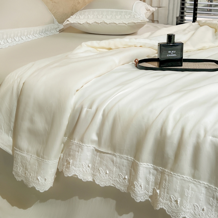 91家纺网 家纺一手货源 找家纺 桂雅居家纺 2026新款百支天丝（酵素水洗工艺）-维纳斯法式女神被（单夏被充值会员-15，夏被四件套充值会员-20，送精美包装） 悦白