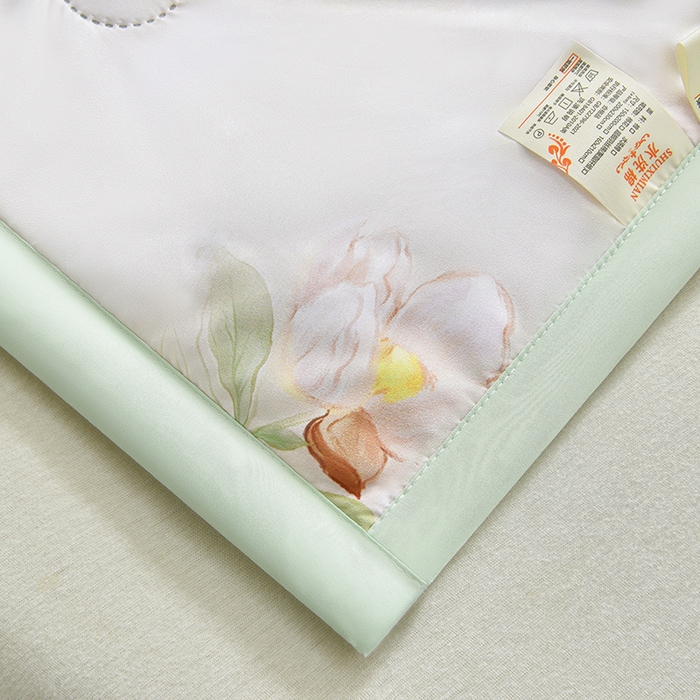 91家纺网 家纺一手货源 找家纺 念家居 2026新款水洗棉夏被夏凉被空调被直播爆款 浅绿百合