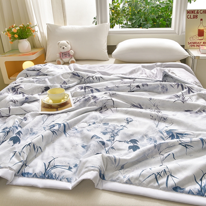 91家纺网 家纺一手货源 找家纺 念家居 2026新款水洗棉夏被夏凉被空调被直播爆款 水墨竹韵