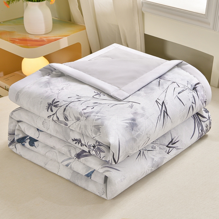 91家纺网 家纺一手货源 找家纺 念家居 2026新款水洗棉夏被夏凉被空调被直播爆款 水墨竹韵